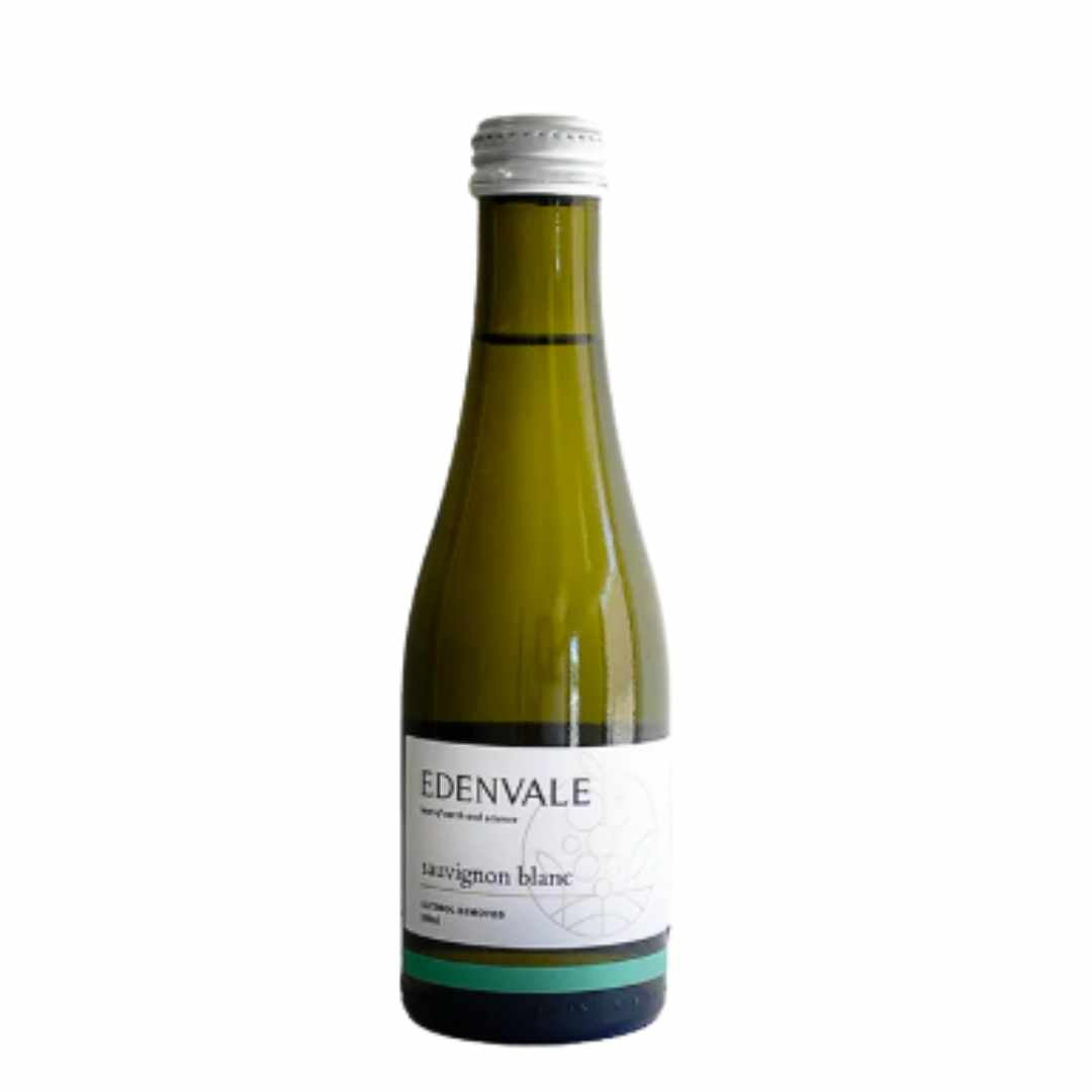 Edenvale Sauvignon Blanc non alcoholic wine bottle on a white background