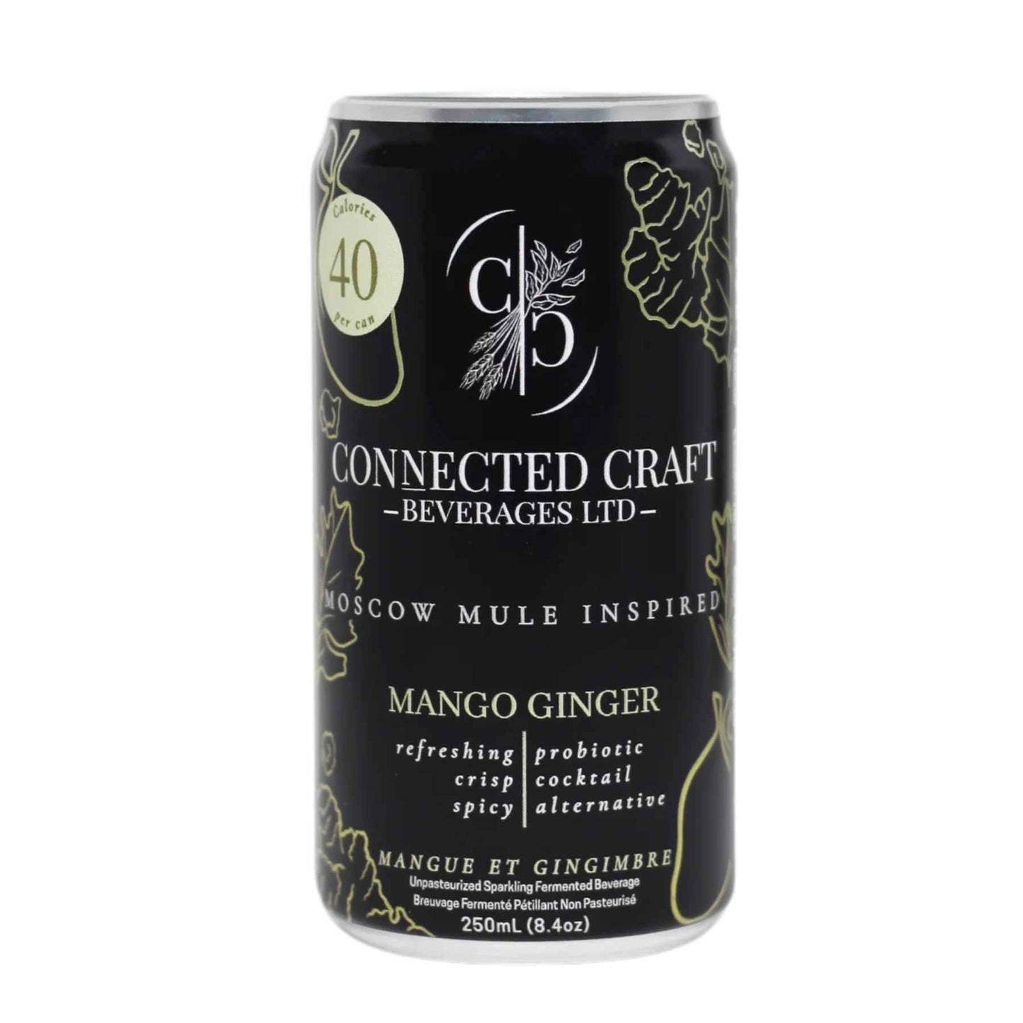 Connected Craft Beverages | Mango Ginger Non-Alcoholic Moscow Mule Probiotic Cocktail