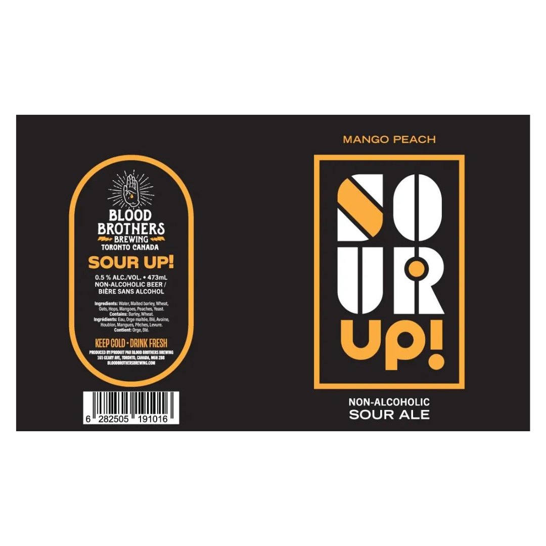 Blood Brothers Brewing Sour Up Mango Peach Non-Alcoholic Sour Ale