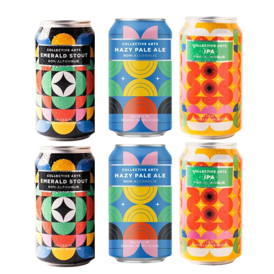 Collective Arts Sober Sampler | Mixed Variety 6 Pack Non-Alcoholic Beer
