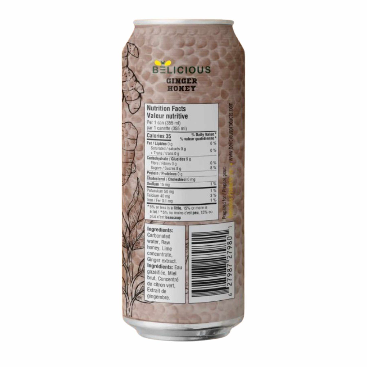 Belicious Ginger Honey Raw Honey Sparkling Beverage
