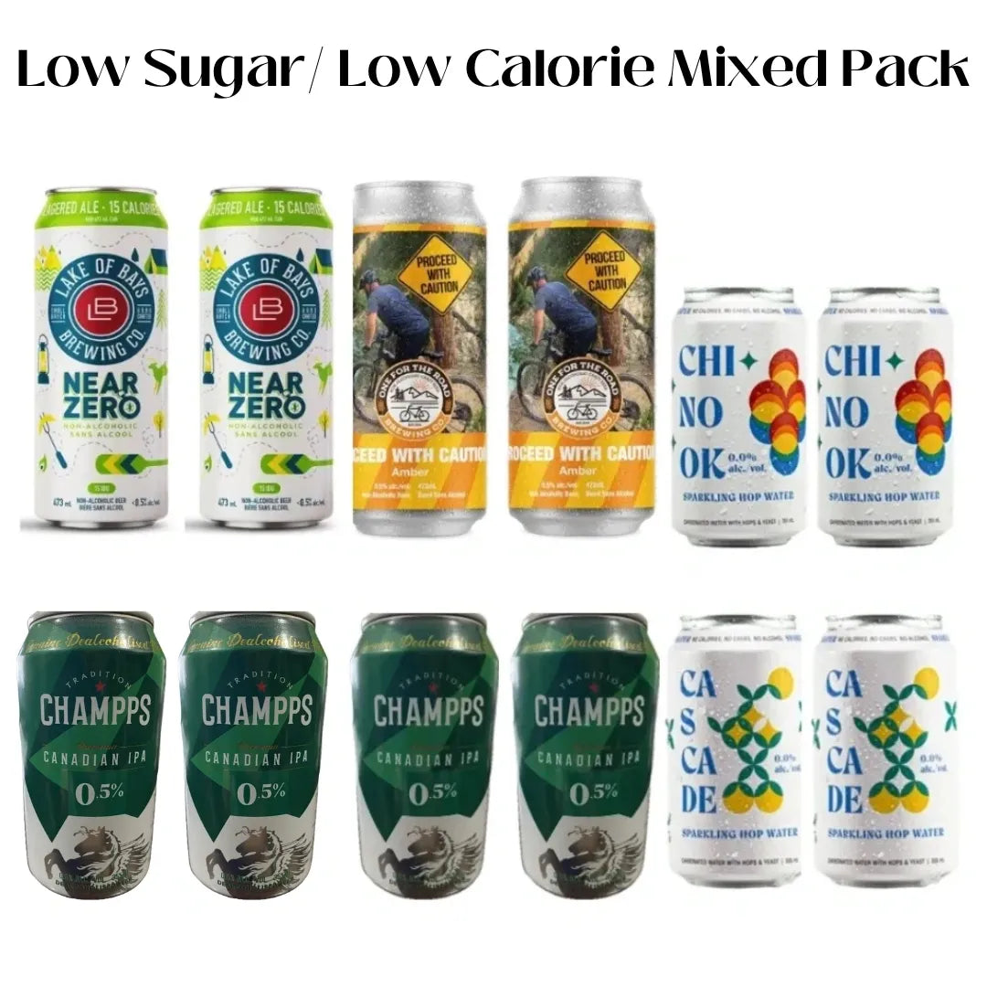 Sober Sampler: Low Sugar/Low Carb/ Low Calorie Beer & Hopwater 12 Pack