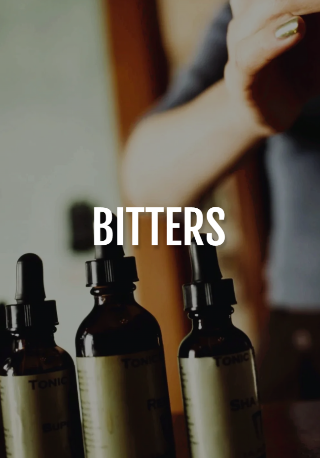 Dropper bottles of bitters for mixed drinks