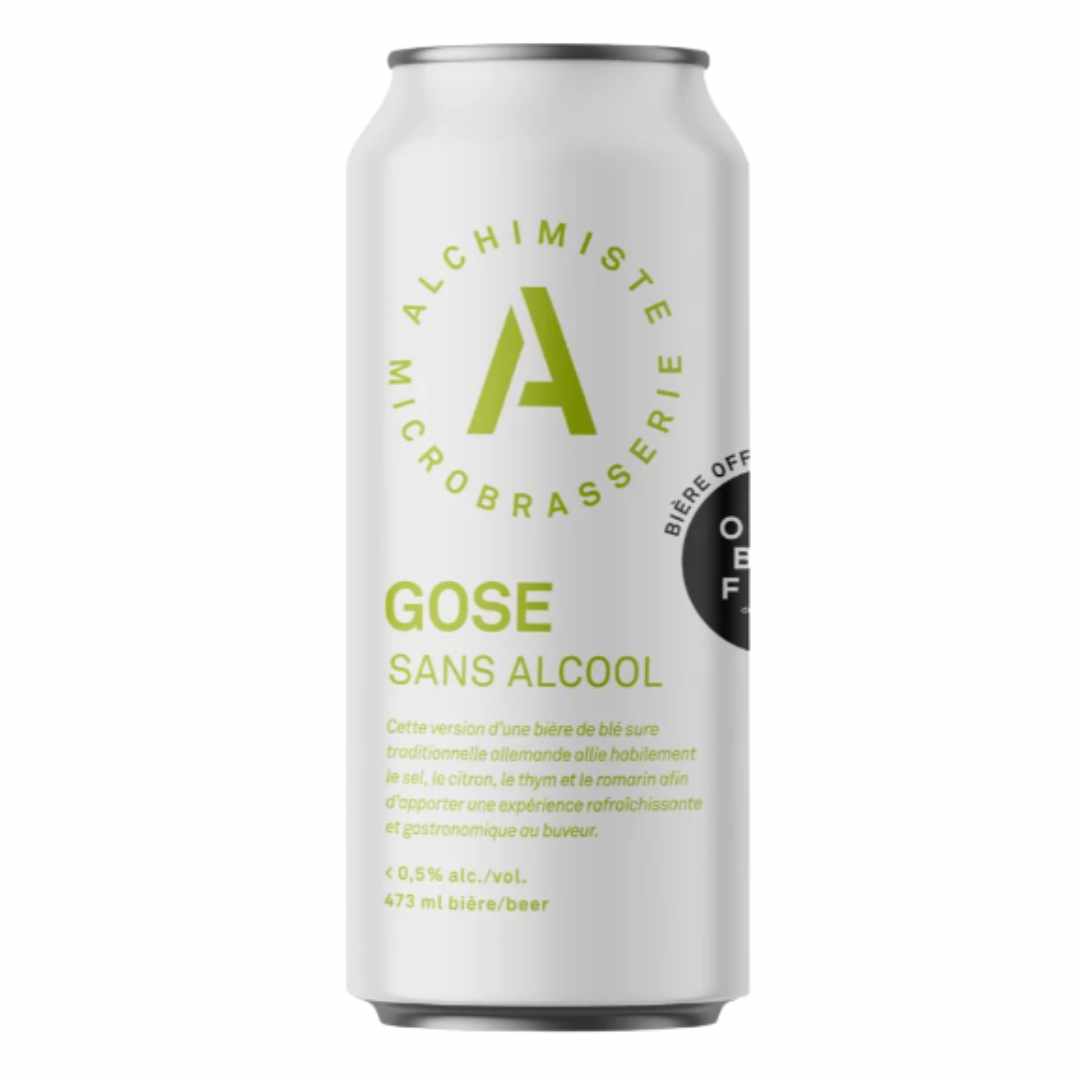 Alcohol-free Alchimiste Gose beer can with brand logo on a white background