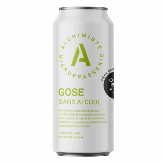 Alcohol-free Alchimiste Gose beer can with brand logo on a white background