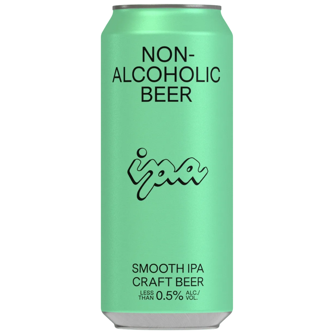 A green can of BSA Non-Alcoholic Smooth IPA Craft Beer 