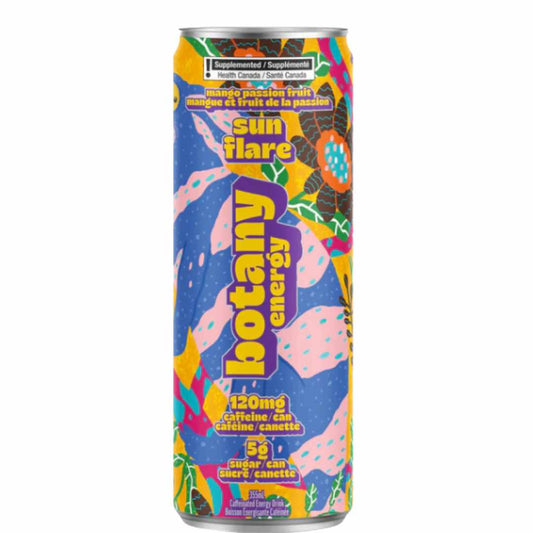 Colourful can of Botany Energy Sun Flare Mango Passion Fruit energy drink by Collective Arts Brewing