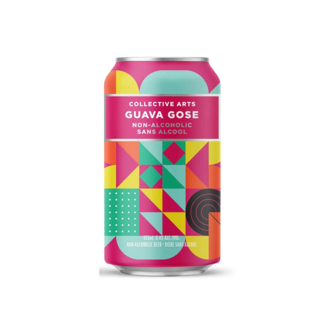 A can of Collective Arts non-alcoholic guava gose craft beer