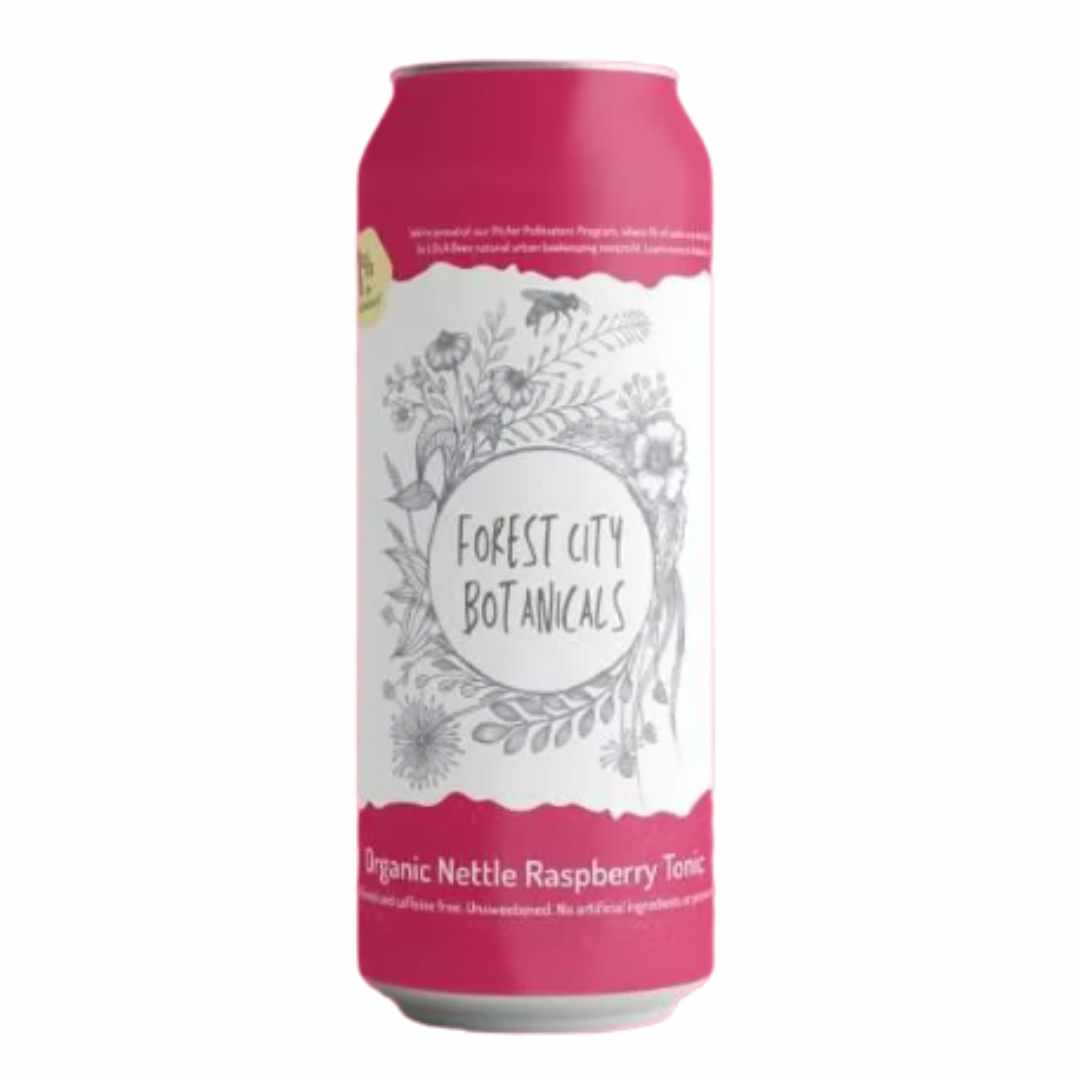 Can of Forest City Botanicals Organic Nettle Raspberry Tonic on a white background