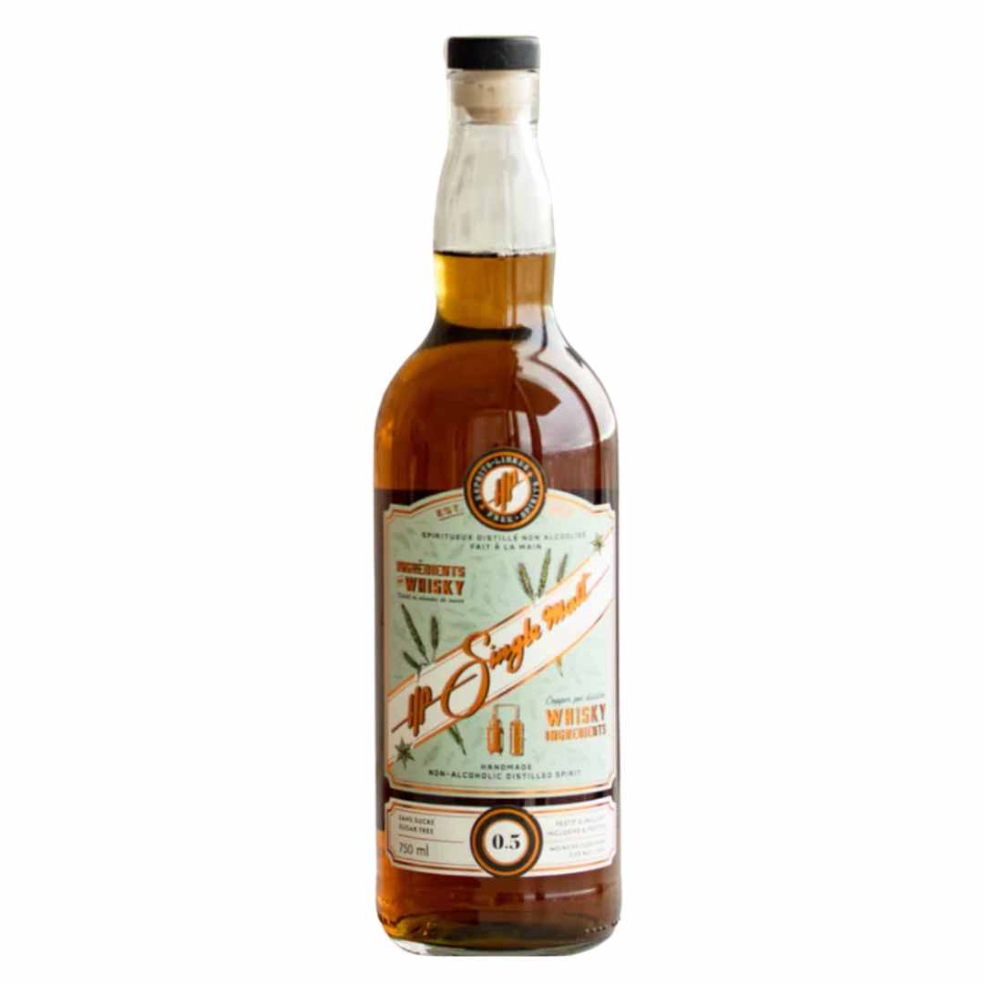 Bottle of HP Single Malt non-alcoholic whiskey 