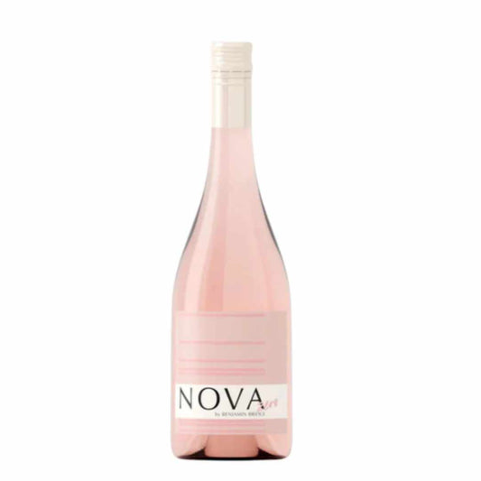Bottle of Nova Zero sparkling wine by Benjamin Bridge on a white background