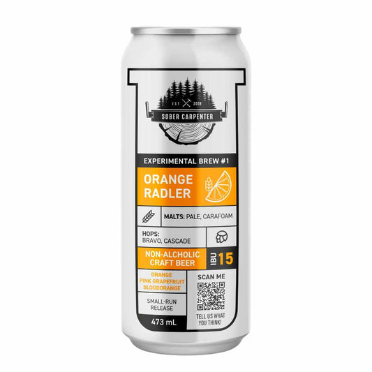 Can of  Sober Carpenter Experimental Brew #1 Orange Radler non-alcoholic craft beer 