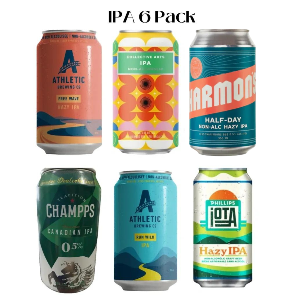 BFCM | IPA Sober Sampler: Mixed Variety 6 Pack (Non-Alcoholic) Beer Short Cans