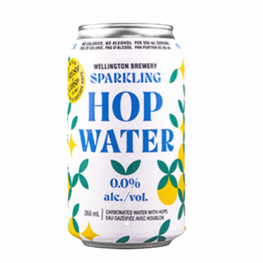 Can of Wellington Brewery Sparkling Hop Water on a white background